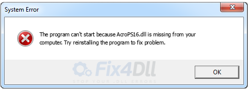 AcroPS16.dll missing