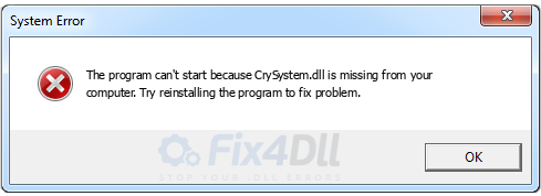 CrySystem.dll missing