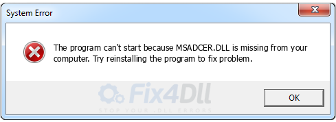 MSADCER.DLL missing
