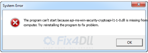api-ms-win-security-cryptoapi-l1-1-0.dll missing