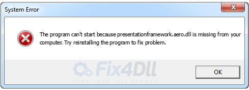 presentationframework.aero.dll missing