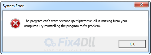 qtxmlpatterns4.dll missing