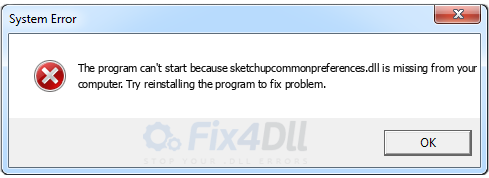 sketchupcommonpreferences.dll missing